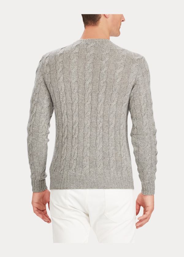 Swetry Ralph Lauren Cable-Knit Cashmere Sweater Męskie Głęboka Szare | SSCA3066