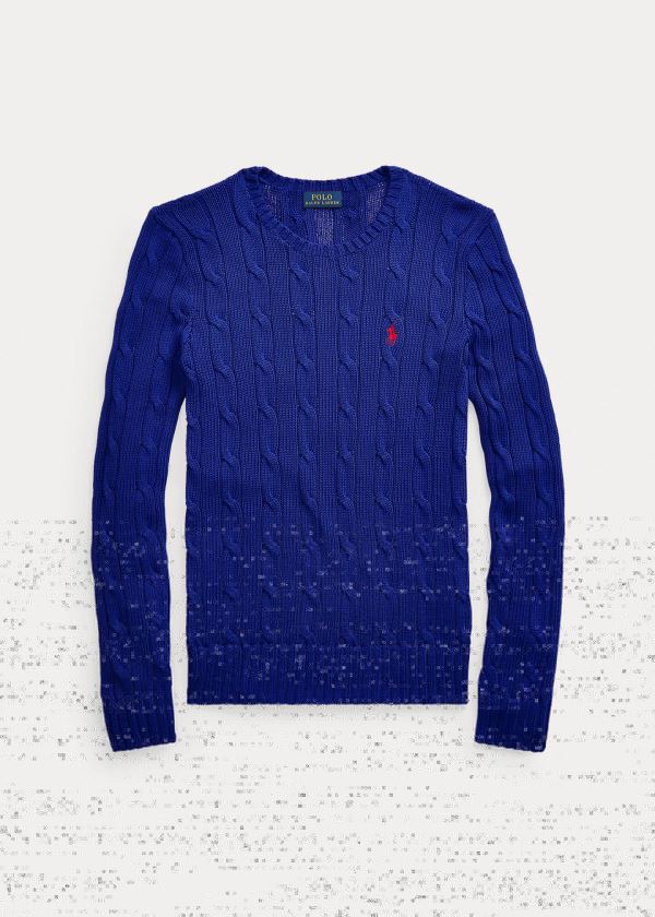 Swetry Ralph Lauren Cable-Knit Cotton Sweater Damskie Królewski Niebieski Niebieskie | VLTL0393