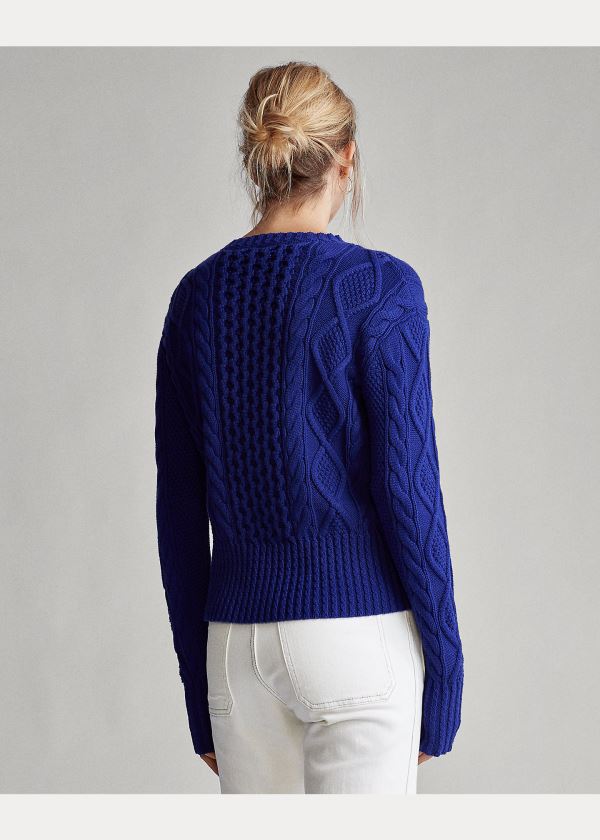 Swetry Ralph Lauren Cable-Knit Cotton Sweater Damskie Królewski Niebieski Niebieskie | OYEW3972