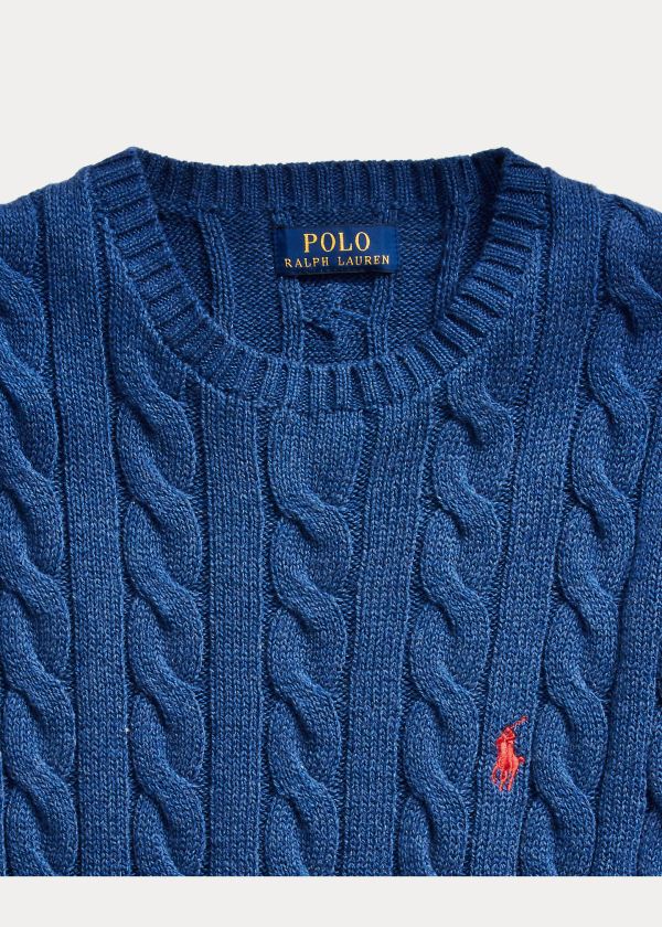 Swetry Ralph Lauren Cable-Knit Cotton Sweater Męskie Granatowe | RICN7763