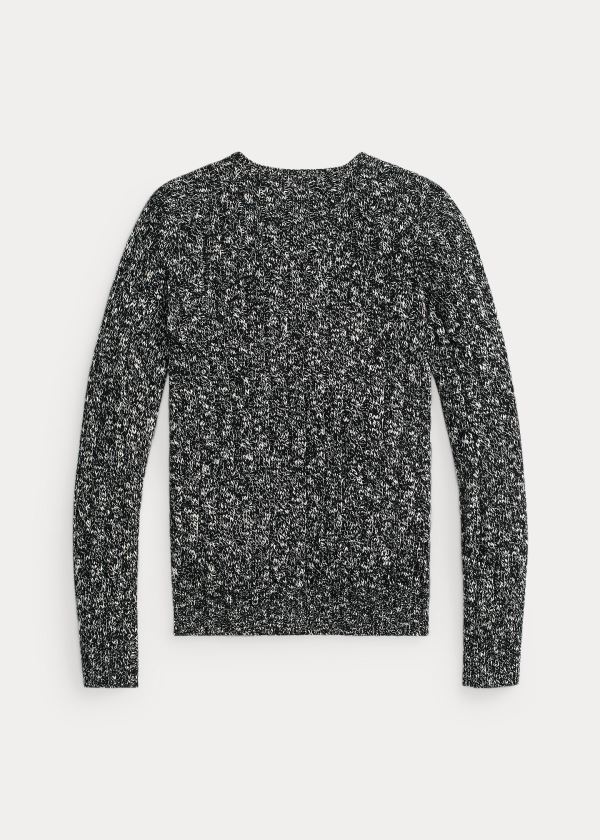 Swetry Ralph Lauren Cable-Knit Wool-Blend Sweater Damskie Czarne Kremowe | NWKO3576