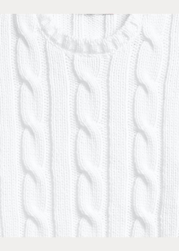 Swetry Ralph Lauren Cable Cotton-Blend Sweater Męskie Białe | SVAQ2078