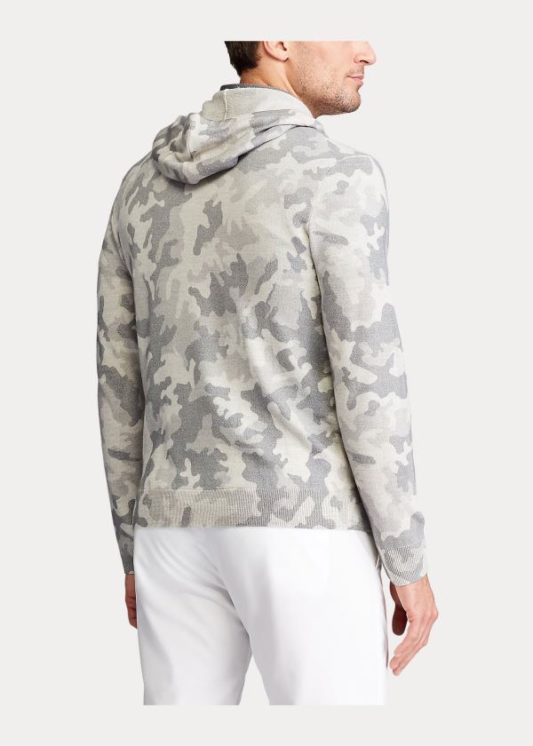 Swetry Ralph Lauren Camo Wool Hooded Sweater Męskie Szare | GTRW9980