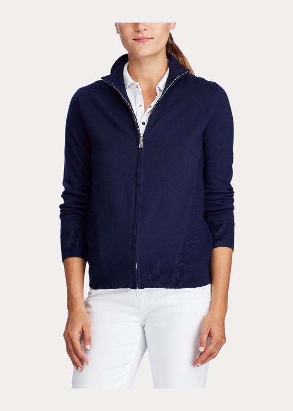 Swetry Ralph Lauren Cashmere-Blend Golf Sweater Damskie Granatowe | EXJW6252