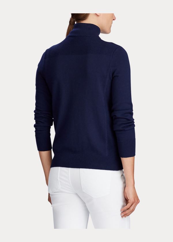 Swetry Ralph Lauren Cashmere-Blend Golf Sweater Damskie Granatowe | EXJW6252