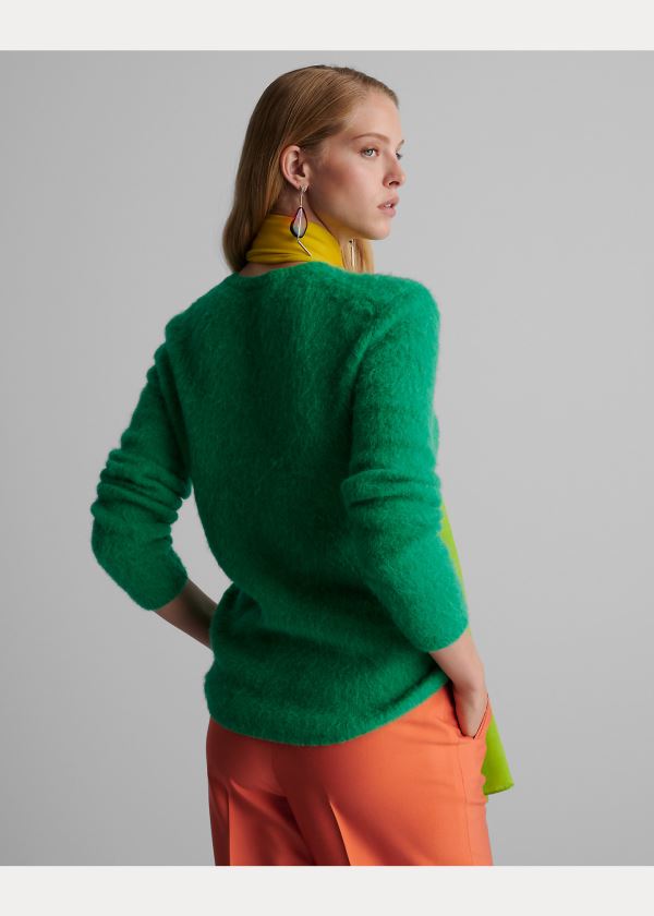 Swetry Ralph Lauren Cashmere-Blend Knit Sweater Damskie Zielone | EEPJ9417