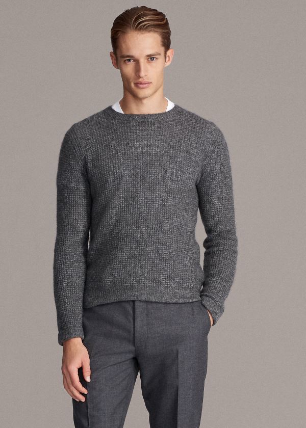 Swetry Ralph Lauren Cashmere-Silk Crewneck Sweater Męskie Szare | FCYO6230