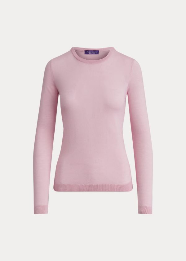 Swetry Ralph Lauren Cashmere Crewneck Sweater Damskie Różowe | TORG5020