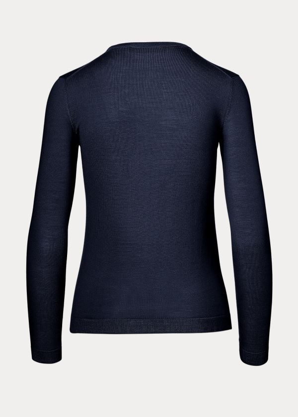 Swetry Ralph Lauren Cashmere Crewneck Sweater Damskie Granatowe | AHKJ9302