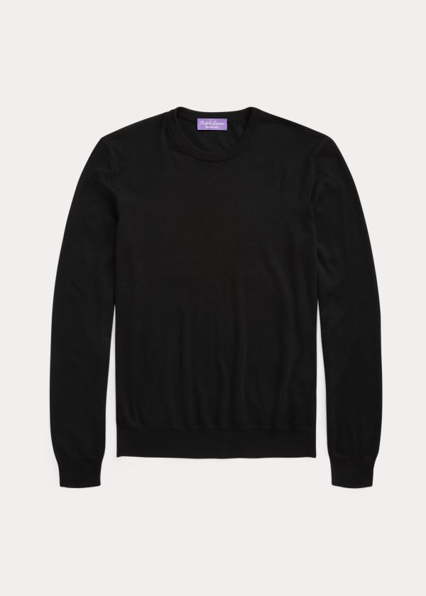 Swetry Ralph Lauren Cashmere Crewneck Sweater Męskie Czarne | NDAY1145