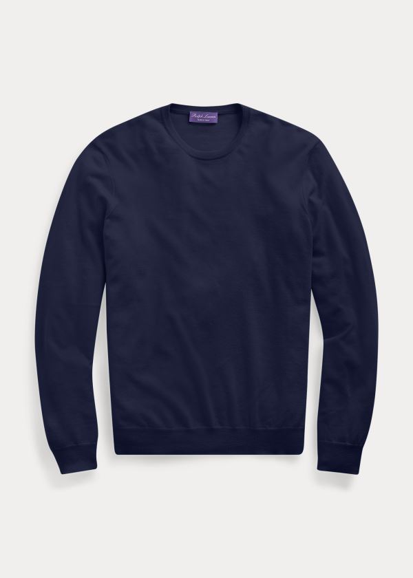 Swetry Ralph Lauren Cashmere Crewneck Sweater Męskie Granatowe | KLAR5034