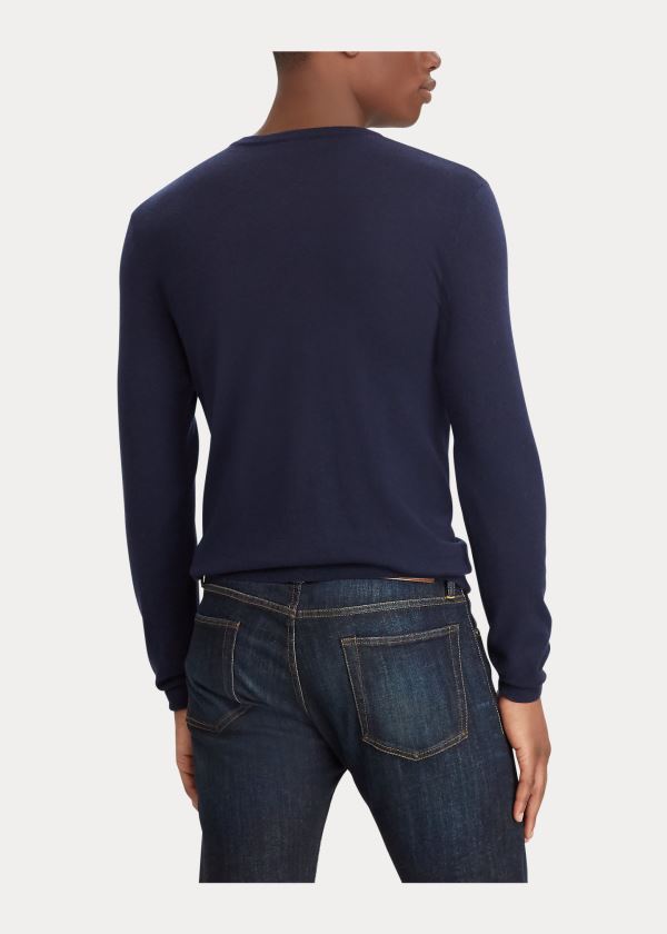 Swetry Ralph Lauren Cashmere Crewneck Sweater Męskie Granatowe | EFGN7773