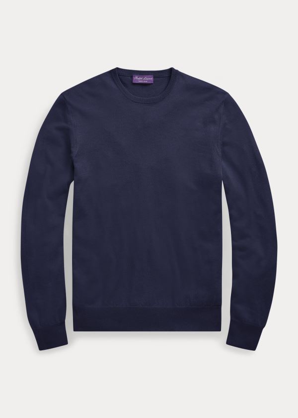 Swetry Ralph Lauren Cashmere Crewneck Sweater Męskie Granatowe | EFGN7773