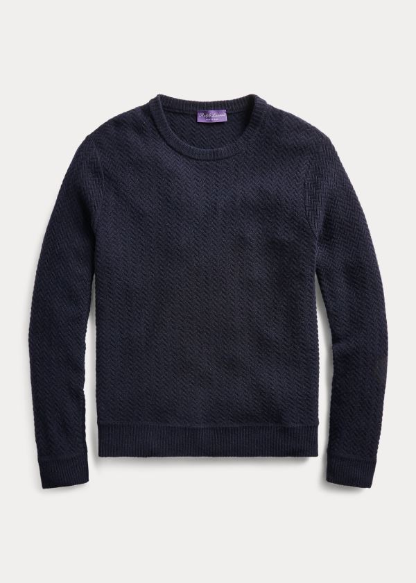 Swetry Ralph Lauren Cashmere Crewneck Sweater Męskie Granatowe | UHKN5927