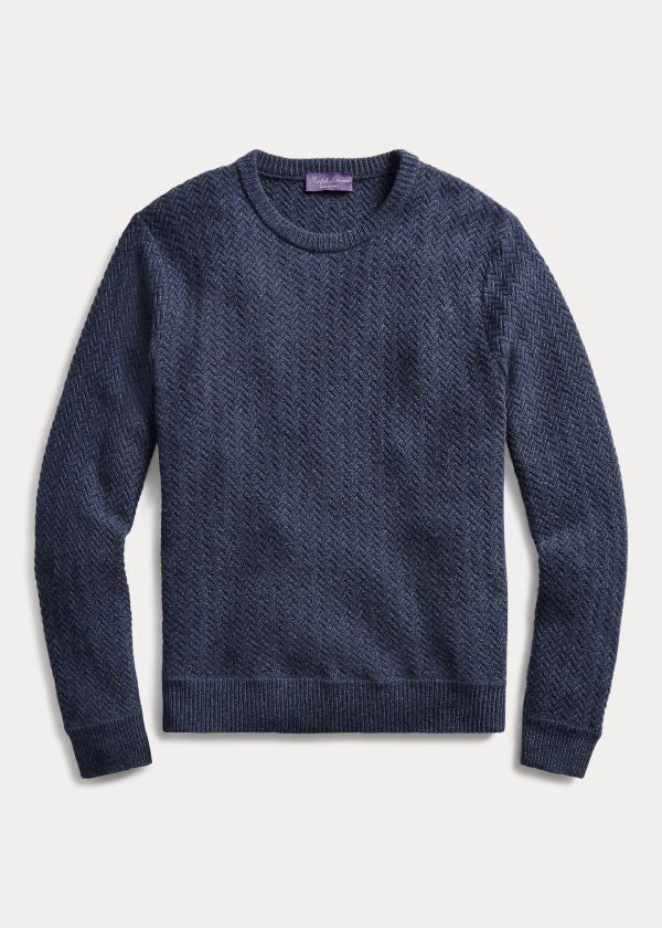 Swetry Ralph Lauren Cashmere Crewneck Sweater Męskie Niebieskie | VDJU8184