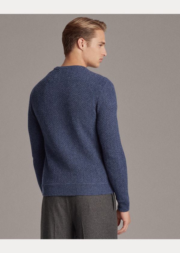 Swetry Ralph Lauren Cashmere Crewneck Sweater Męskie Niebieskie | VDJU8184