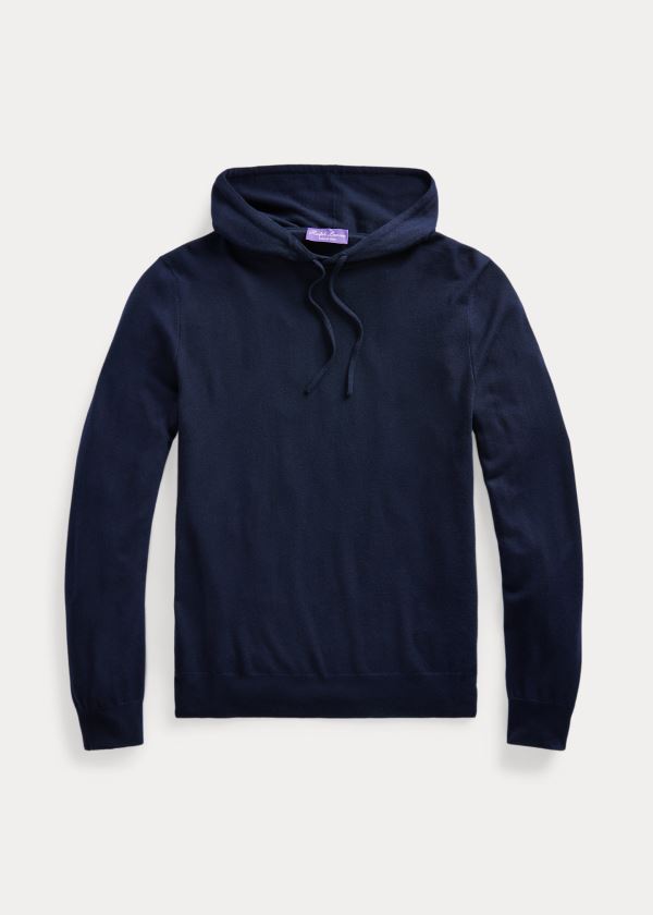 Swetry Ralph Lauren Cashmere Hooded Sweater Męskie Granatowe | WSAT8286