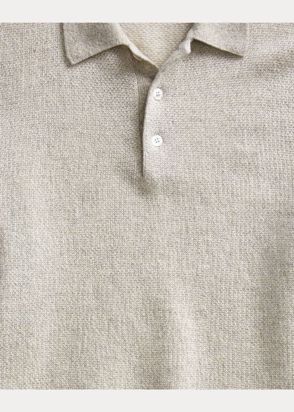 Swetry Ralph Lauren Cashmere Polo-Collar Sweater Męskie Beżowe | XAXB8738