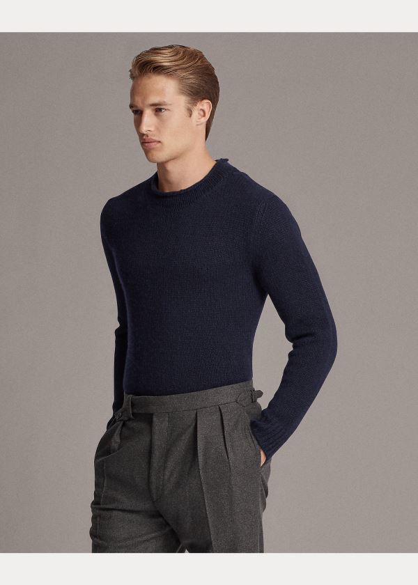 Swetry Ralph Lauren Cashmere Rollneck Sweater Męskie Granatowe | RYYK7041