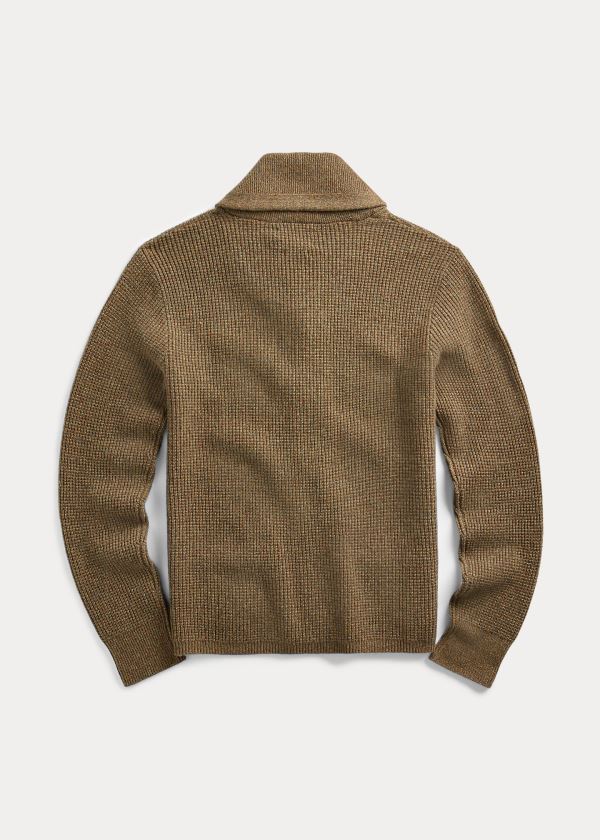 Swetry Ralph Lauren Cashmere Shawl-Collar Cardigan Męskie Oliwkowe | JSEF0083