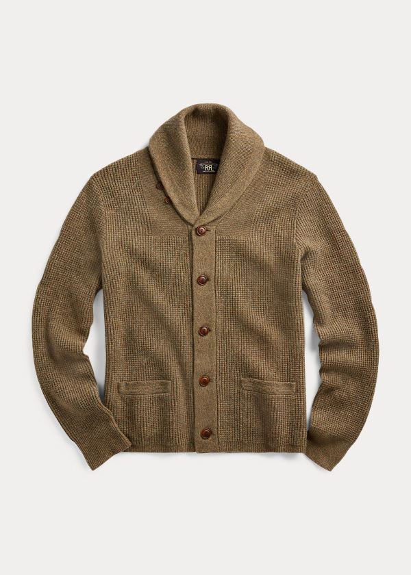 Swetry Ralph Lauren Cashmere Shawl-Collar Cardigan Męskie Oliwkowe | JSEF0083