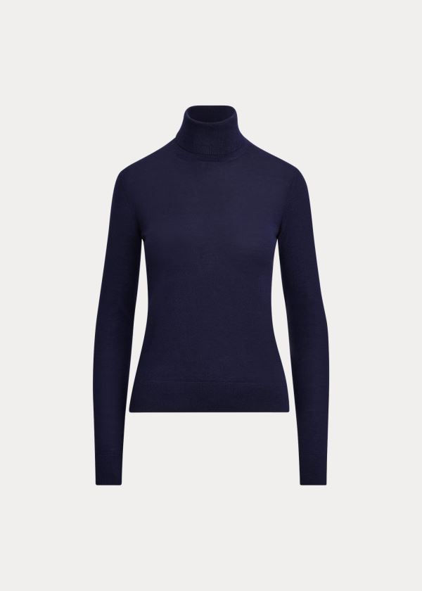 Swetry Ralph Lauren Cashmere Turtleneck Sweater Damskie Granatowe | IAWP1292