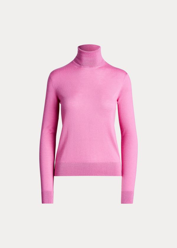 Swetry Ralph Lauren Cashmere Turtleneck Sweater Damskie Różowe | DJKC3960