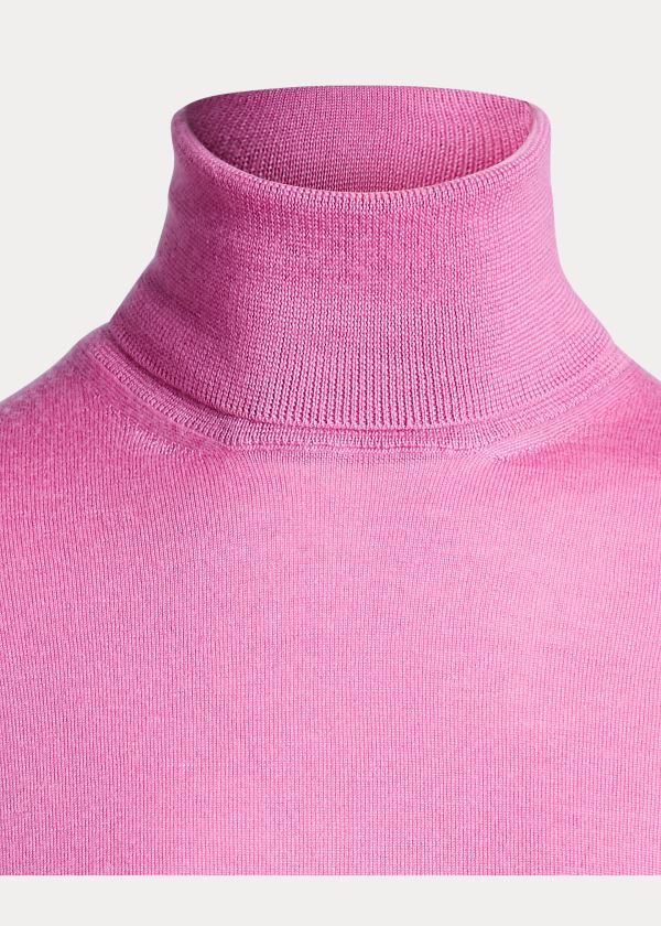 Swetry Ralph Lauren Cashmere Turtleneck Sweater Damskie Różowe | DJKC3960