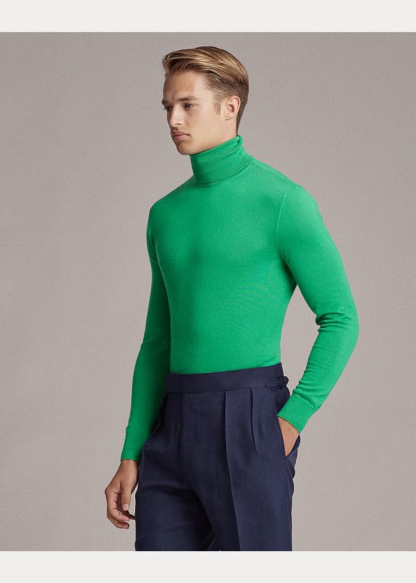 Swetry Ralph Lauren Cashmere Turtleneck Sweater Męskie Zielone | ZKFX9915