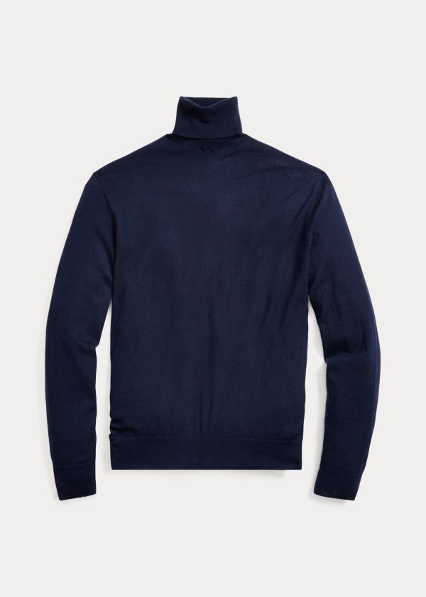 Swetry Ralph Lauren Cashmere Turtleneck Sweater Męskie Granatowe | CBXD4596