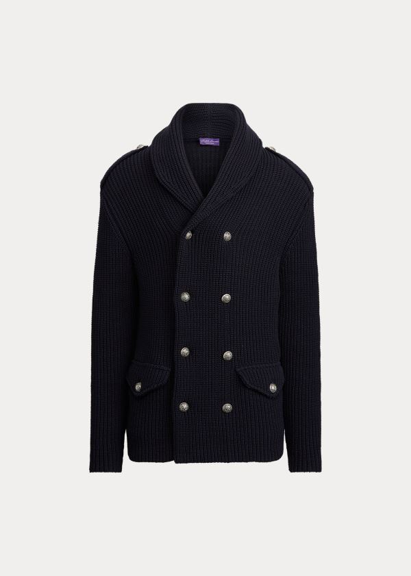 Swetry Ralph Lauren Cotton-Blend Shawl Cardigan Męskie Granatowe | APEI5744