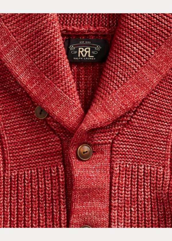 Swetry Ralph Lauren Cotton-Blend Shawl Cardigan Męskie Czerwone | TLUE5985