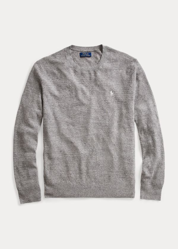 Swetry Ralph Lauren Cotton-Linen Crewneck Sweater Męskie Szare | JZSC4681