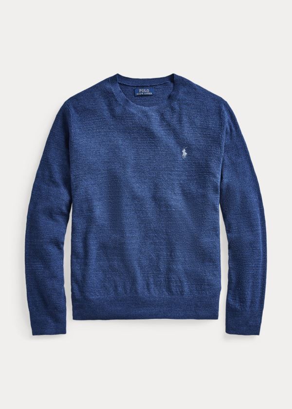 Swetry Ralph Lauren Cotton-Linen Crewneck Sweater Męskie Indygo | RGEH8501