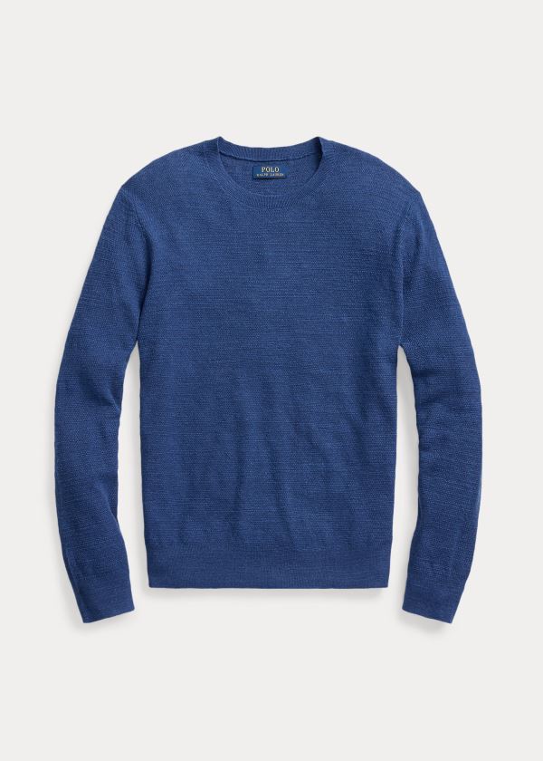 Swetry Ralph Lauren Cotton-Linen Sweater Męskie Indygo | CPYD1859