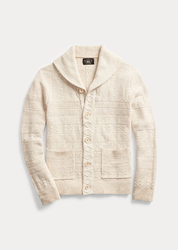 Swetry Ralph Lauren Cotton-Silk Cardigan Męskie Kremowe | VPJM5078