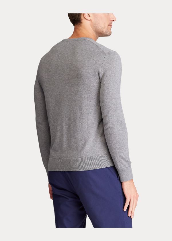 Swetry Ralph Lauren Cotton Crewneck Sweater Męskie Szare | ZGMH7116