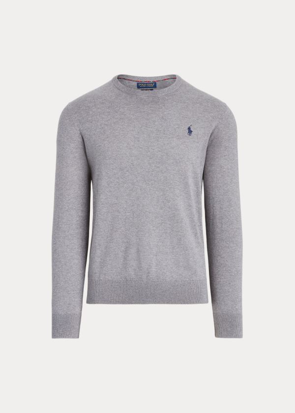 Swetry Ralph Lauren Cotton Crewneck Sweater Męskie Szare | ZGMH7116