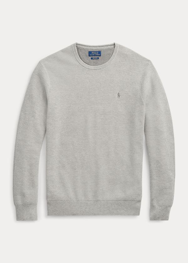 Swetry Ralph Lauren Cotton Crewneck Sweater Męskie Szare | IQIP6999