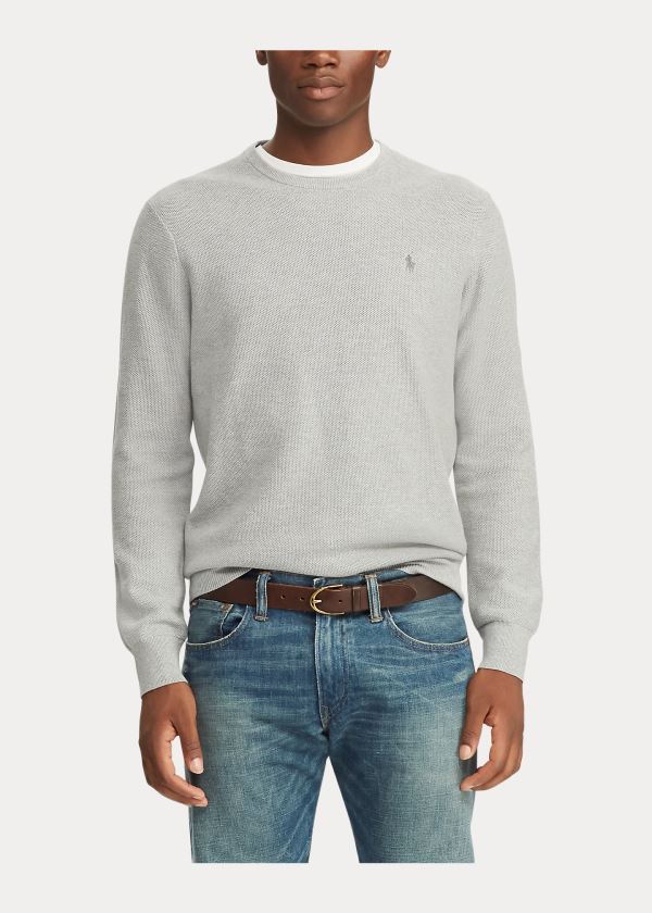 Swetry Ralph Lauren Cotton Crewneck Sweater Męskie Szare | IQIP6999