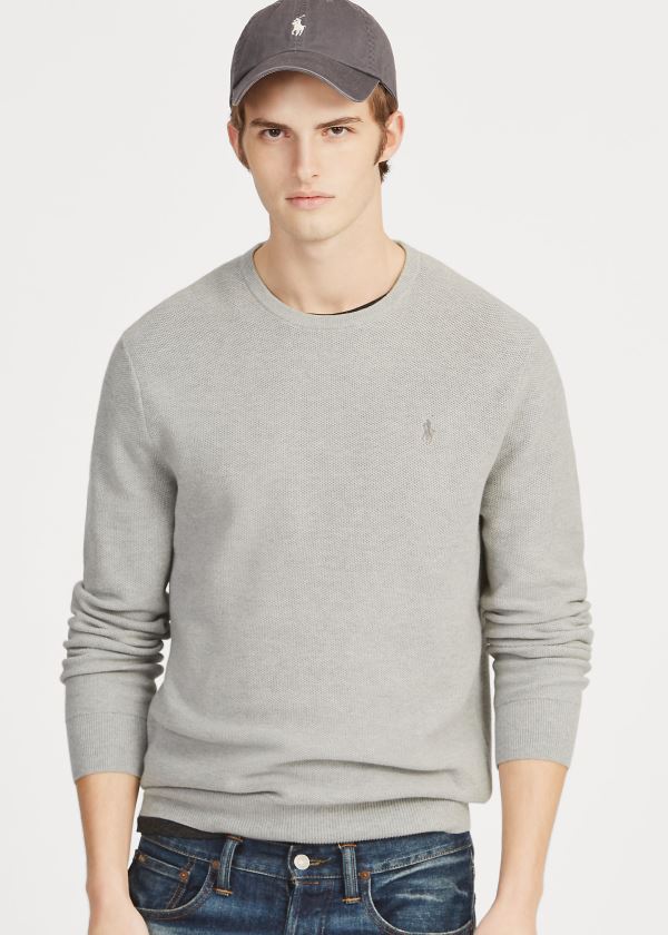 Swetry Ralph Lauren Cotton Crewneck Sweater Męskie Szare | IQIP6999