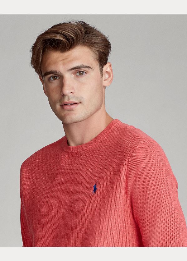 Swetry Ralph Lauren Cotton Crewneck Sweater Męskie Koralowe | MPWU5289