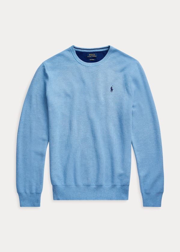 Swetry Ralph Lauren Cotton Crewneck Sweater Męskie Królewski Niebieski Niebieskie | UGFM2633