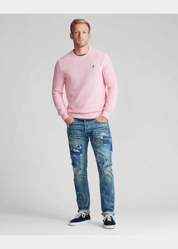 Swetry Ralph Lauren Cotton Crewneck Sweater Męskie Różowe | XBII0473