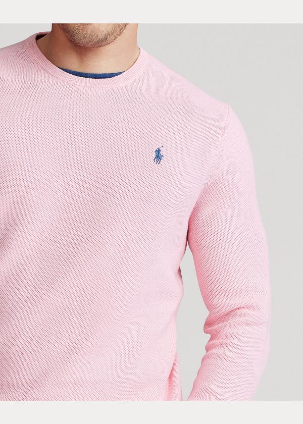 Swetry Ralph Lauren Cotton Crewneck Sweater Męskie Różowe | XBII0473