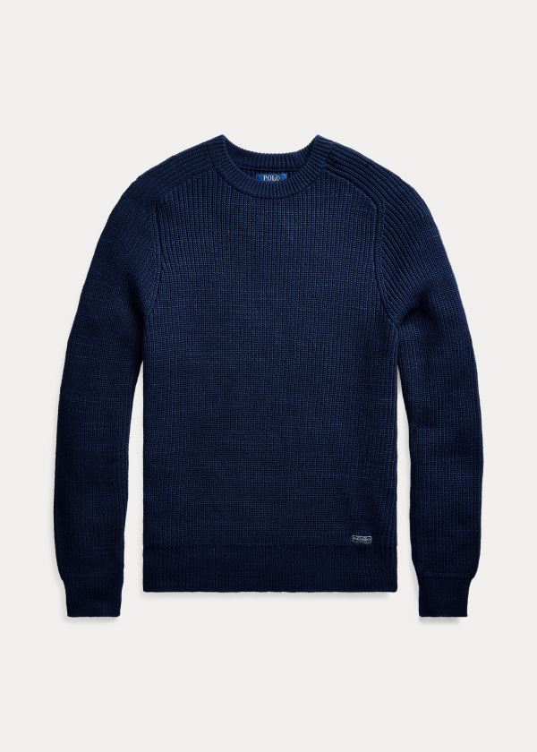 Swetry Ralph Lauren Cotton Crewneck Sweater Męskie Granatowe | HUCB5372