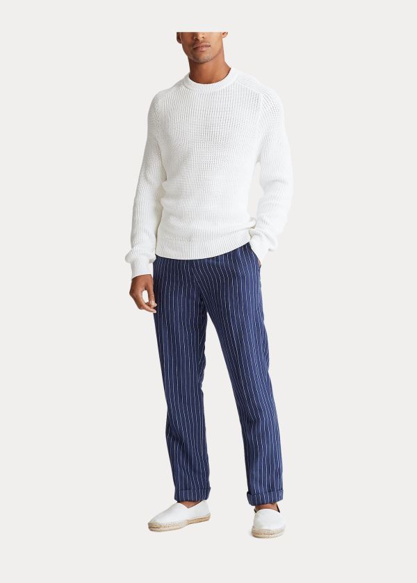 Swetry Ralph Lauren Cotton Crewneck Sweater Męskie Białe | ZHEV9515