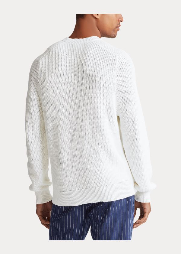 Swetry Ralph Lauren Cotton Crewneck Sweater Męskie Białe | ZHEV9515