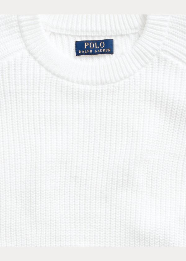 Swetry Ralph Lauren Cotton Crewneck Sweater Męskie Białe | ZHEV9515