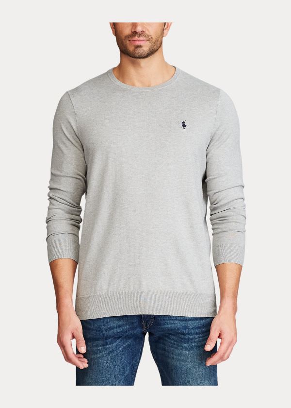 Swetry Ralph Lauren Cotton Crewneck Sweater Męskie Szare | NZSY6769